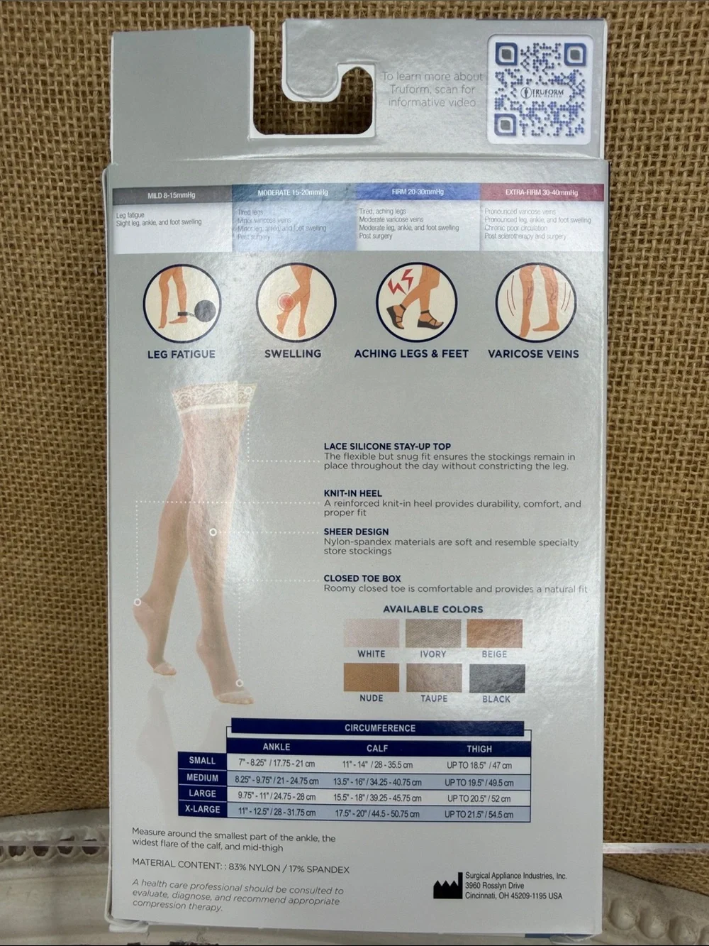 TRUFORM Lites Beige Sheer Thigh Highs - Ladies' Moderate Compression